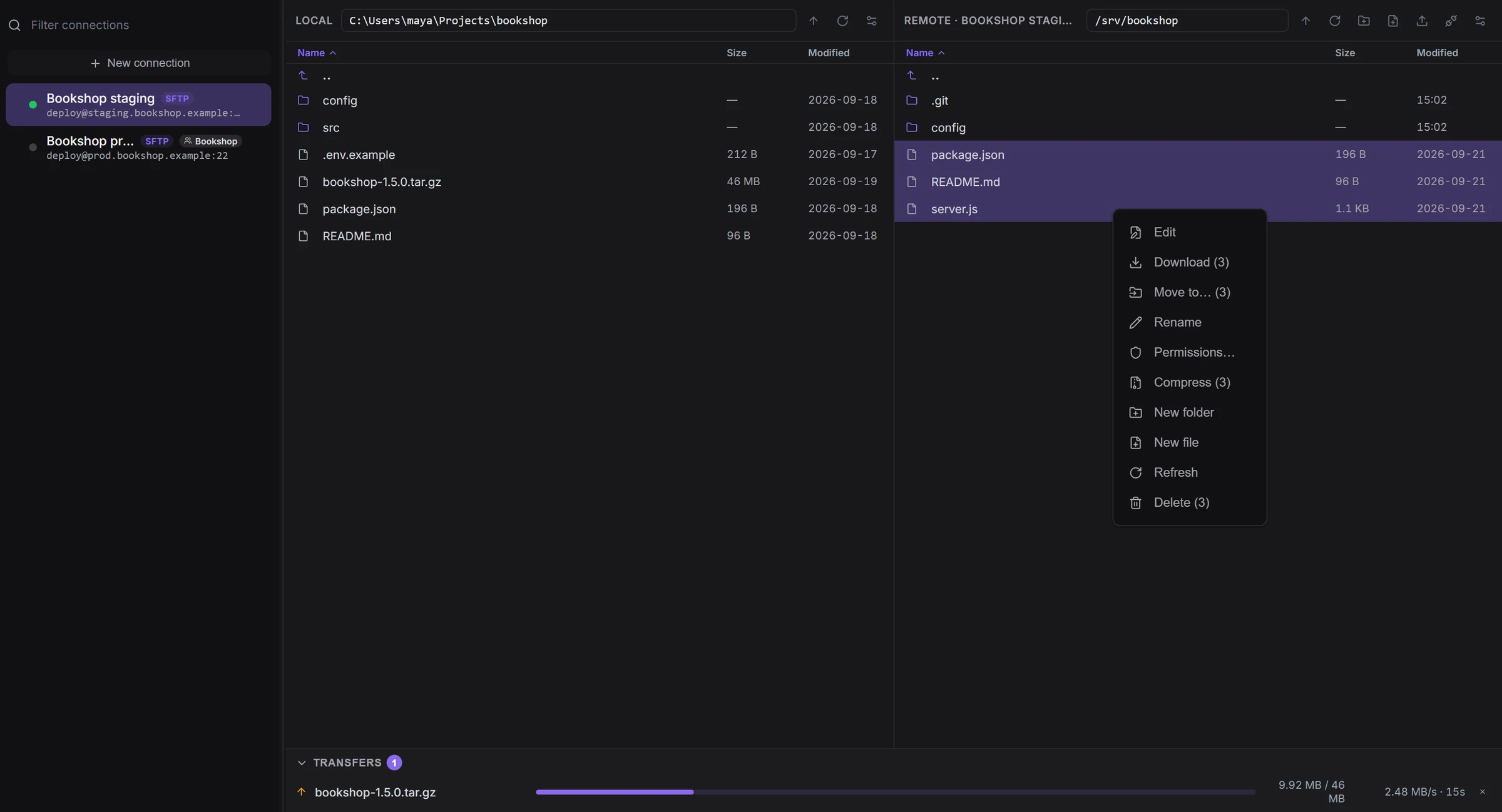 Play the clip: FTP / SFTP and file editor