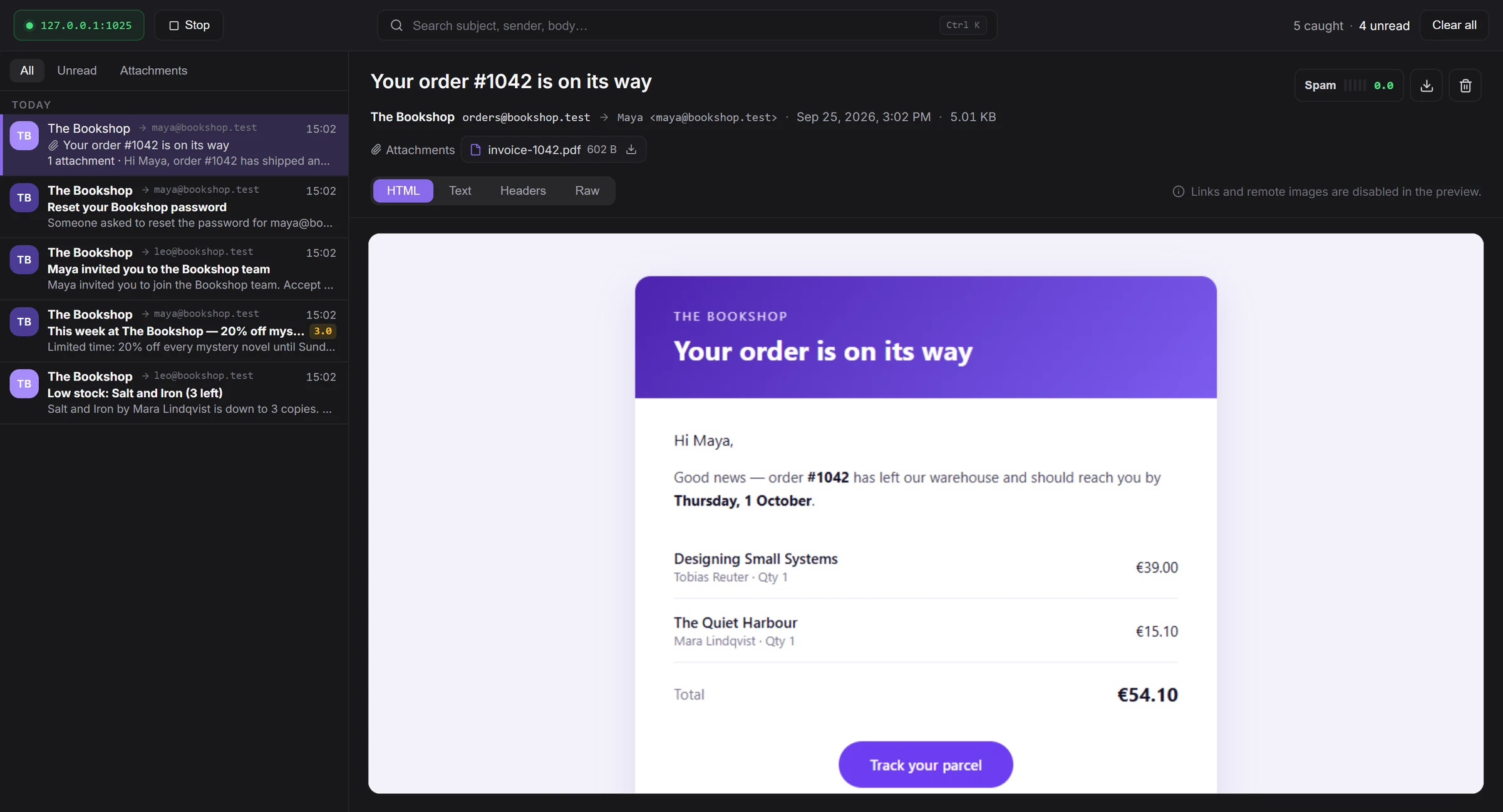 Play the clip: Mail catcher